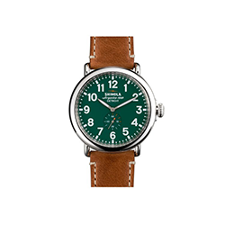<div style="height:180px;">     <h3 class="ptitle"><strong>Shinola The Runwell Green Dial Largo Tan Watch</strong></h3> </br>     <p class="pdesc">Built to last, and named accordingly, a timepiece built for life from the finest components available in the world.</p> </br>     <p class="points">POINTS: 800</p> </div>